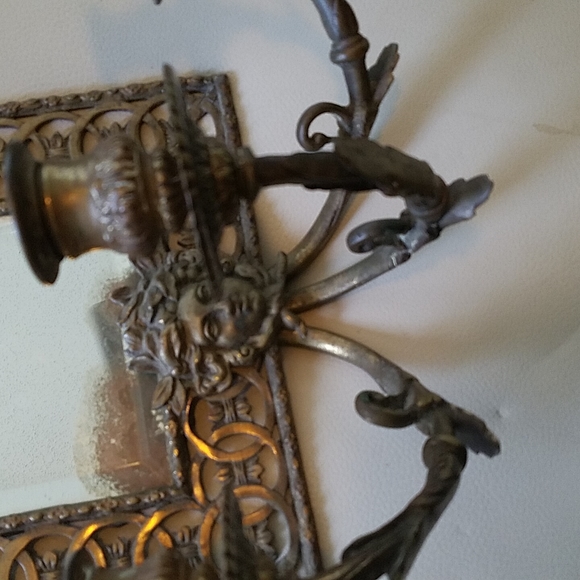 Early 16th century hand forged mirror and candle stick holders - Picture 2 of 3